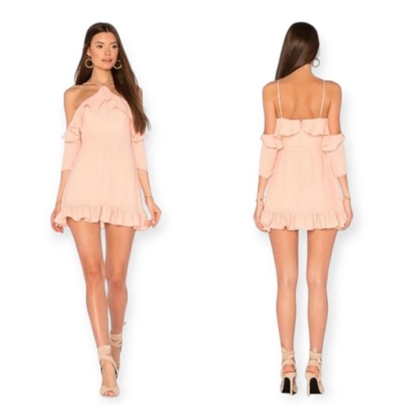 MAJORELLE Valley Halter Coral Mini Cocktail Dress Romantic Feminine Girly - Picture 1 of 16